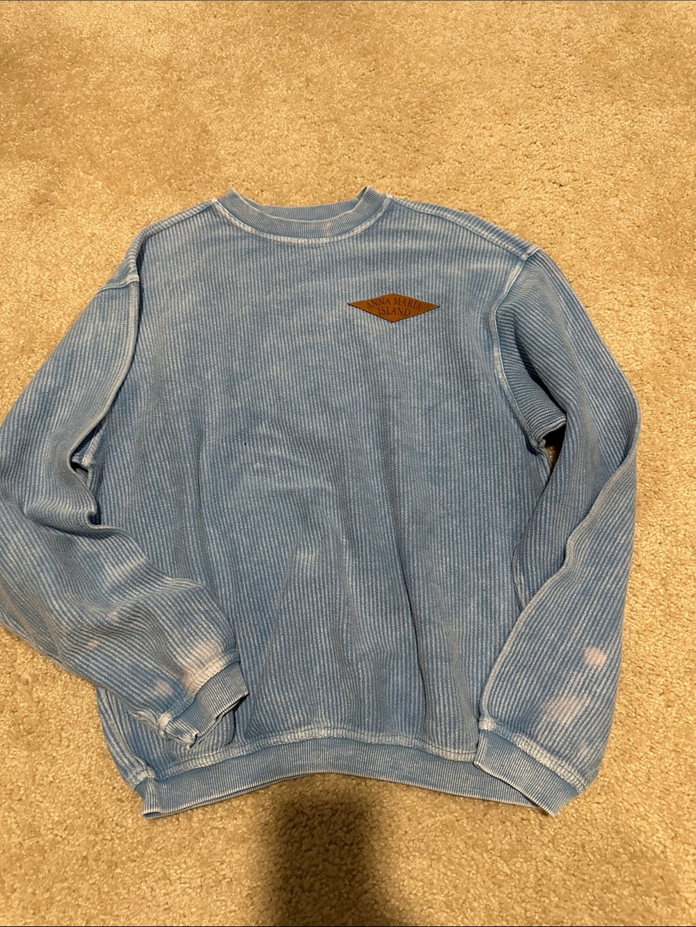 Men's Light Blue Ribbed Crewneck Sweater